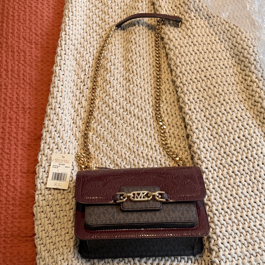Michael Kors Burgundy And Black Crossbody Bag